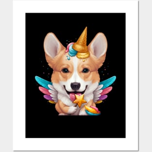 Welsh Corgi Ice Cream Unicorn Posters and Art